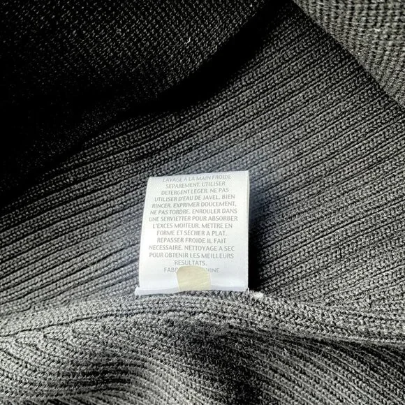 EILEEN FISHER PETITE BLACK COTTON SILK OPEN MID-LENGTH CARDIGAN - PM - Picture 8 of 8